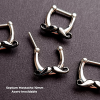 NEW Septum Clicker Acero Inoxidable - Mostacho (1,2mm;10mm) (16G)