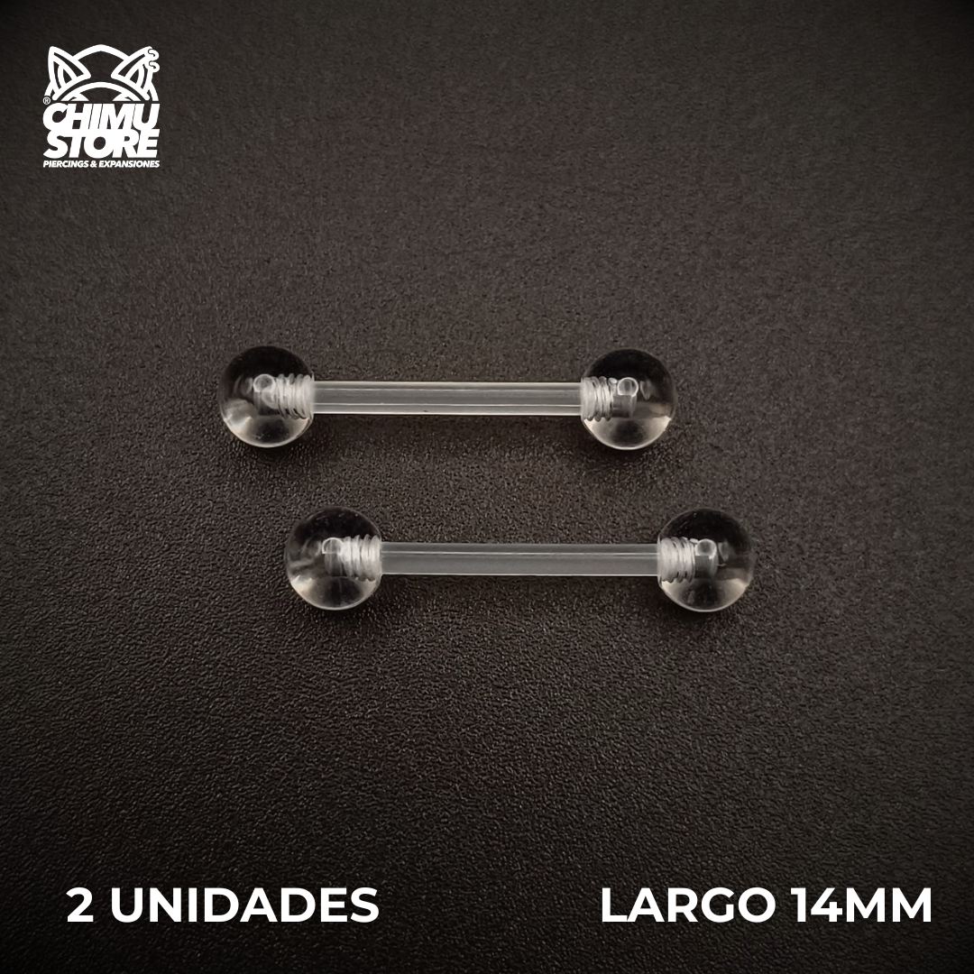 NEW Barbell Recto Retenedores (RE) Acrilico Bio Flexible - Bolitas de 5mm (1,6mm) (14G)
