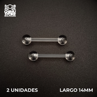 NEW Barbell Recto Retenedores (RE) Acrilico Bio Flexible - Bolitas de 5mm (1,6mm) (14G)
