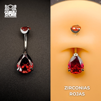 Navel (HC) Titanio ASTM F-136 - Prong Set Zirconia Lagrima (1,6mm;10mm) (14G)