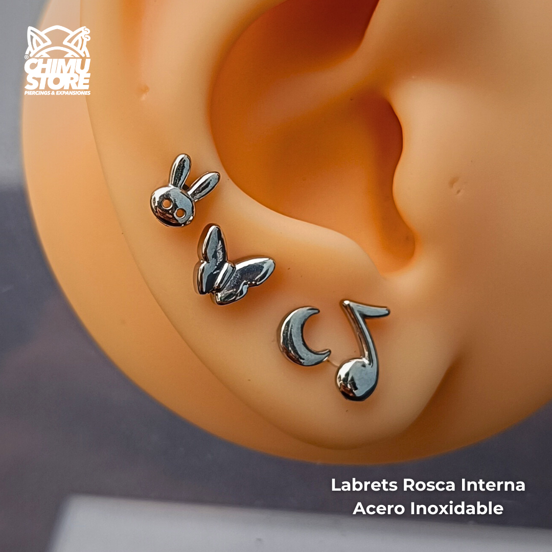 Labret Rosca Interna Acero Inoxidable - Figuras y Animales (1,2mm;8mm) (16G)