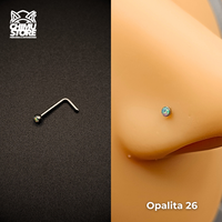 NEW Nostril (Forma de L) Acero Inoxidable - Piedra Opalita (0,8mm) (20G)
