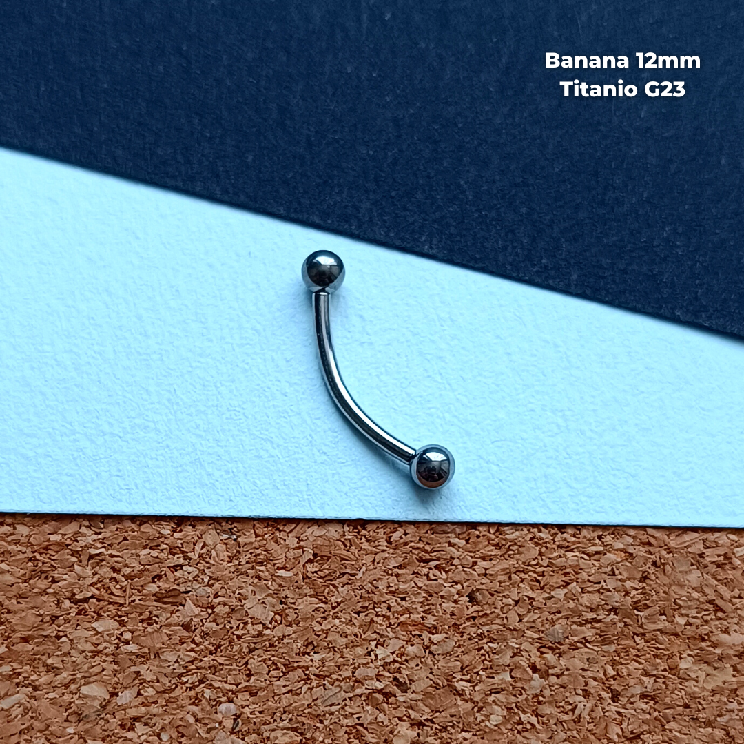 NEW Banana Rosca Interna Titanio G23 - Bolitas 3mm Plateado (1,2mm) (16G)
