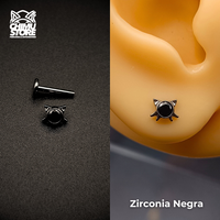 NEW Labret (HC) Titanio G23 - Cabeza de Gato Zirconia 002 (1,2mm;8mm) (16G)