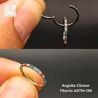 NEW Argolla Clicker Titanio ASTM F-136 - Zirconias Colores Laterales (1,2mm) (16G)