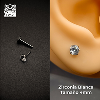 NEW Labret (Push Pin) Titanio G23 - Prong Set Zirconia Redonda (1,2mm) (16G)