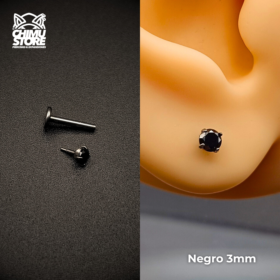 NEW Labret (HL) Titanio G23 - Prong Set Zirconia M001 (1,2mm) (16G)