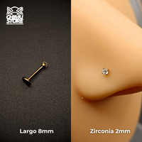 NEW Nostril Labret (Push Pin) Titanio G23 - Prong Set Zirconia (0,8mm) (20G)