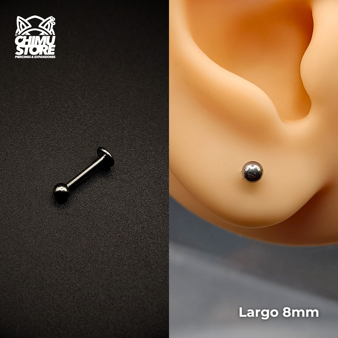NEW Labret (HC) Titanio ASTM F-136 - Bolita de 3mm Plateados (1,2mm) (16G)