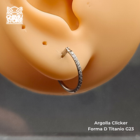 NEW Argolla Clicker Forma D Titanio G23 - Zirconias Laterales (1,2mm;12mm) (16G)