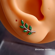 NEW Labret Rosca Interna Titanio ASTM F-136 - Rama con Hojas Zirconias (1,2mm;8mm) (16G)