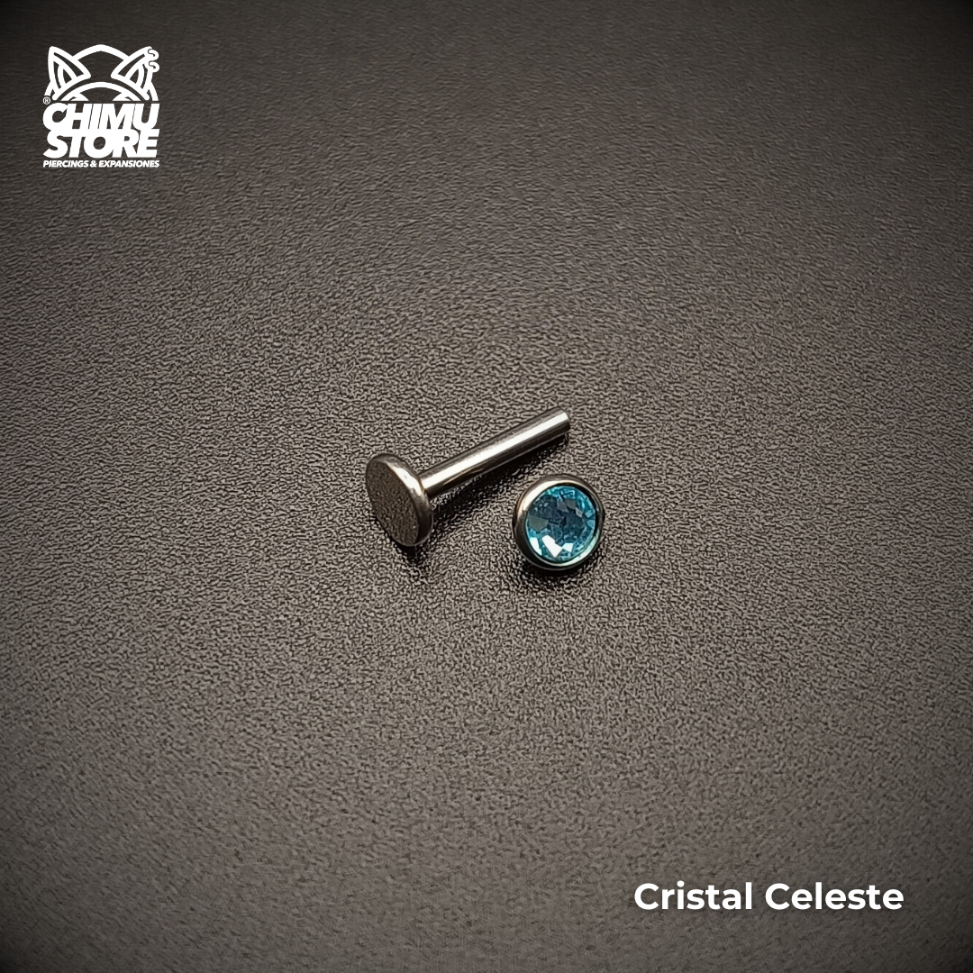 Labret Titanio G23 - Bezel Set Cristal 4mm (1,2mm;8mm) (16G)