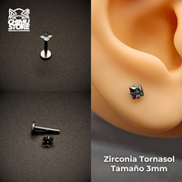 NEW Labret (HC) Titanio G23 - Prong Set Zirconia Cuadrada (1,2mm;8mm) (16G)