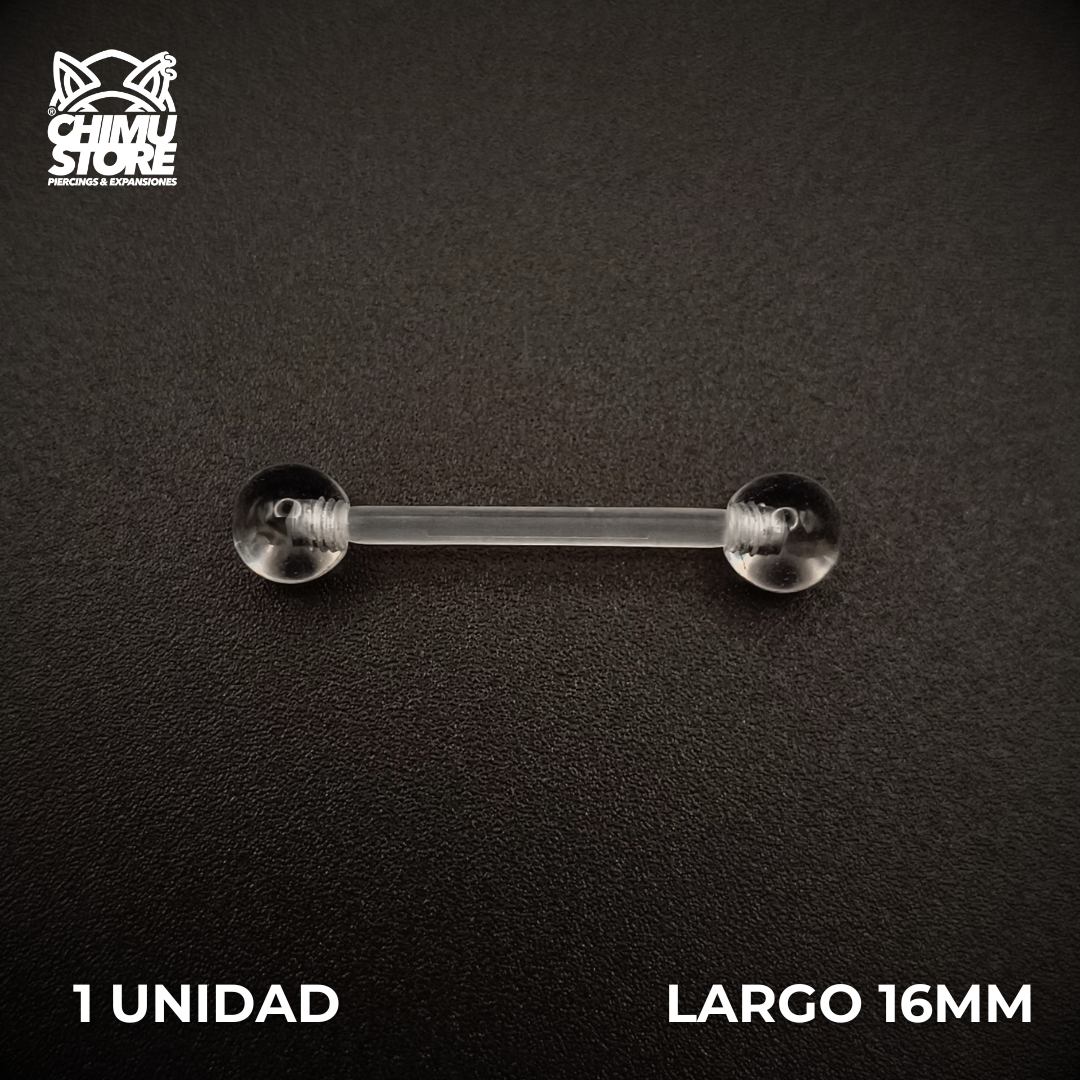 NEW Barbell Recto Retenedores (RE) Acrilico Bio Flexible - Bolitas de 5mm (1,6mm) (14G)
