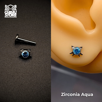 NEW Labret (HC) Titanio G23 - Cabeza de Gato Zirconia 002 (1,2mm;8mm) (16G)