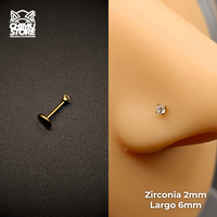 NEW Nostril Labret Push Pin Titanio G23 - Prong Set Zirconia (0,8mm) (20G)