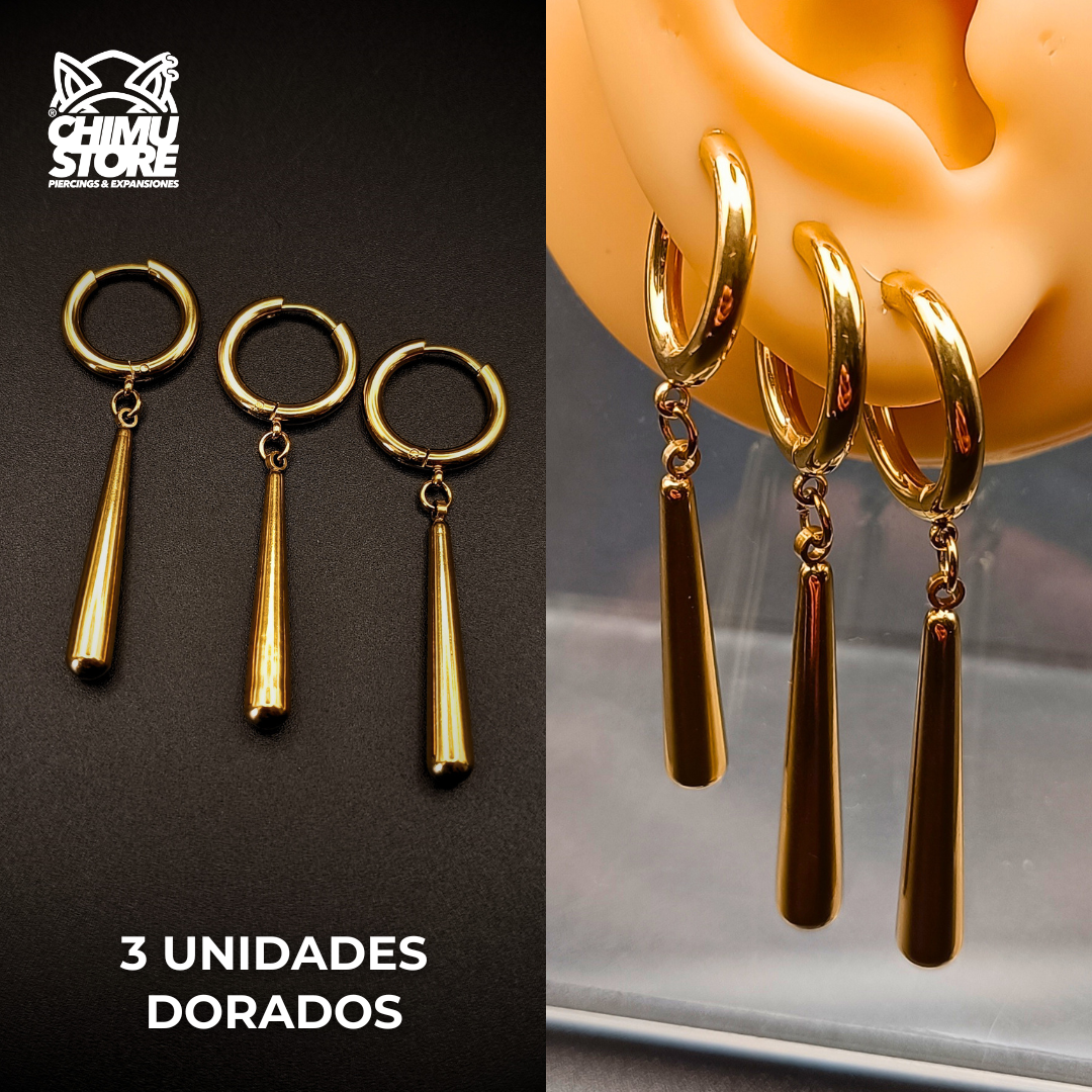 NEW Colgante Acero Inoxidable - Pendientes de Zoro 35mm (1mm;12mm) (18G)