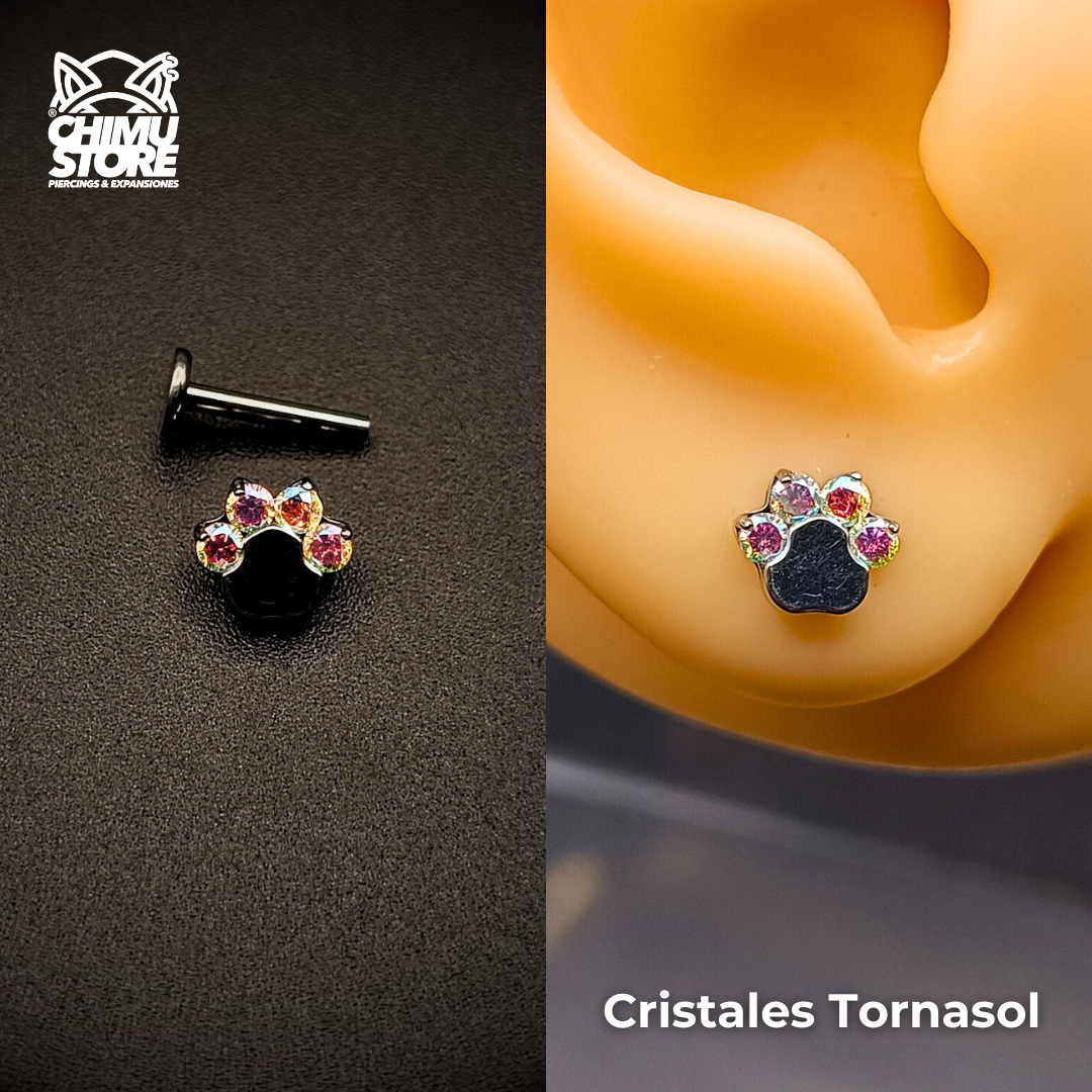 NEW Labret (HC) Titanio G23 - Patita 4 Cristales (1,2mm;8mm) (16G)