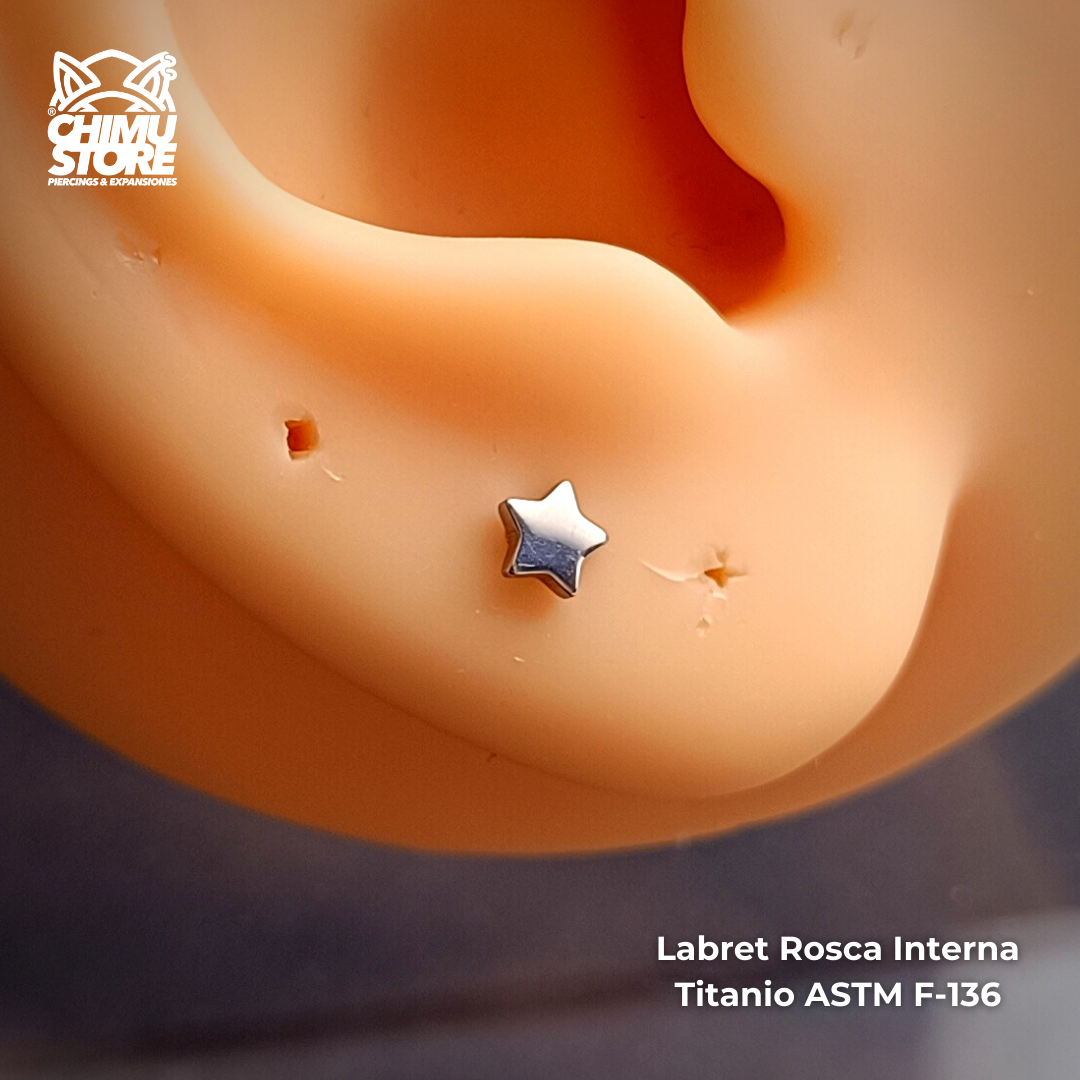 Labret Titanio ASTM F-136 - Estrella (1,2mm;8mm) (16G)