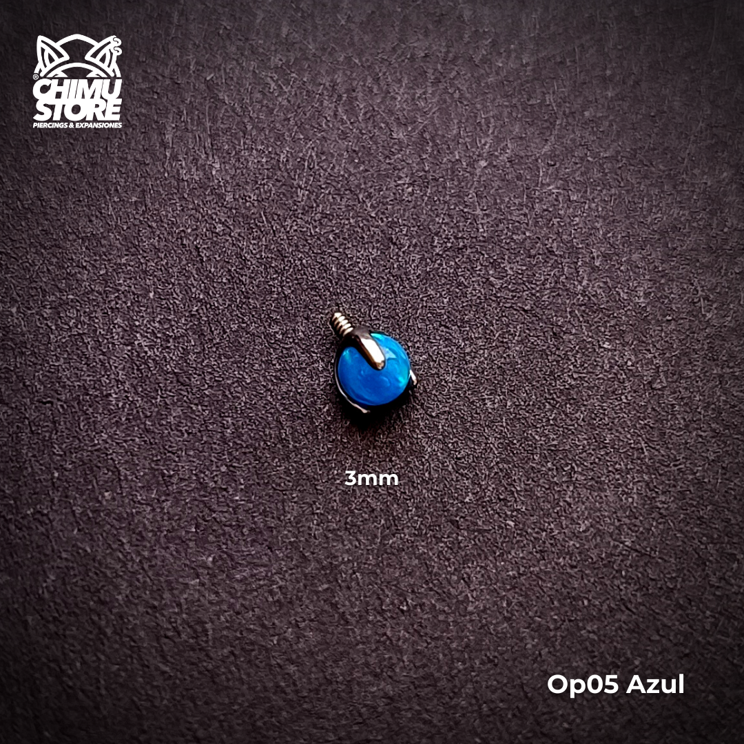 Tops de Labrets Titanio G23 - Esfera Opalita de 3mm (1,2mm) (16G)