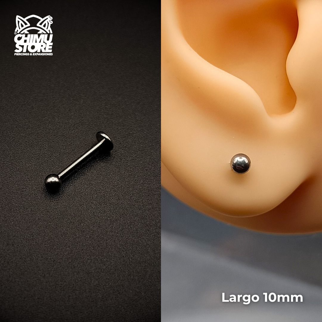 NEW Labret (HC) Titanio ASTM F-136 - Bolita de 3mm Plateados (1,2mm) (16G)