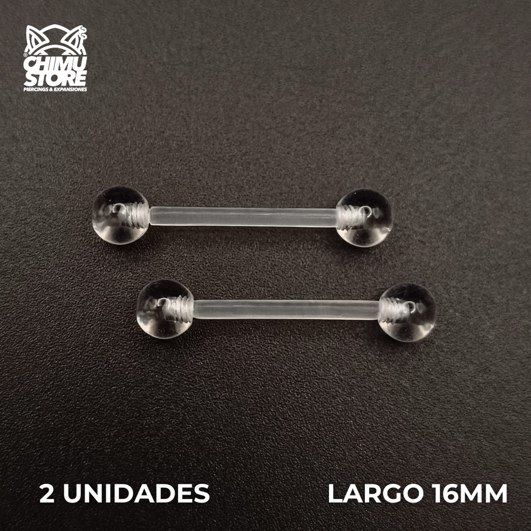 NEW Barbell Recto Retenedores (RE) Acrilico Bio Flexible - Bolitas de 5mm (1,6mm) (14G)