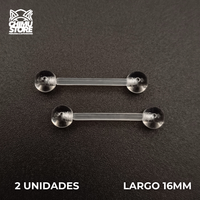 NEW Barbell Recto Retenedores (RE) Acrilico Bio Flexible - Bolitas de 5mm (1,6mm) (14G)