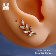 NEW Labret Rosca Interna Titanio ASTM F-136 - Rama con Hojas Zirconias (1,2mm;8mm) (16G)