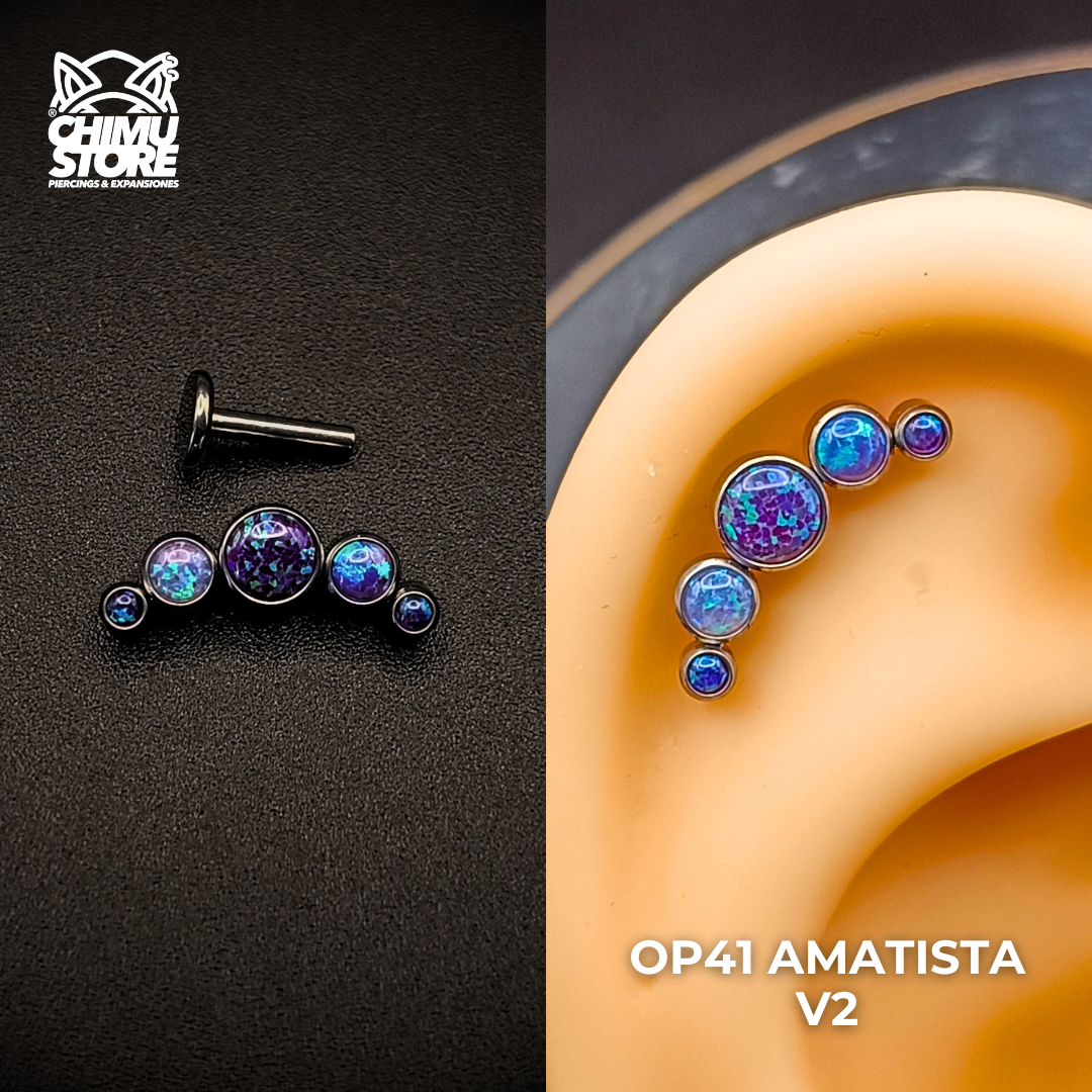 NEW Labret (HC) Titanio G23 - Cluster 5 Opalitas (1,2mm) (16G)