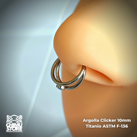 NEW Argolla Clicker Titanio ASTM F-136 - Doble Anillo Zirconia Central (1,2mm) (16G)