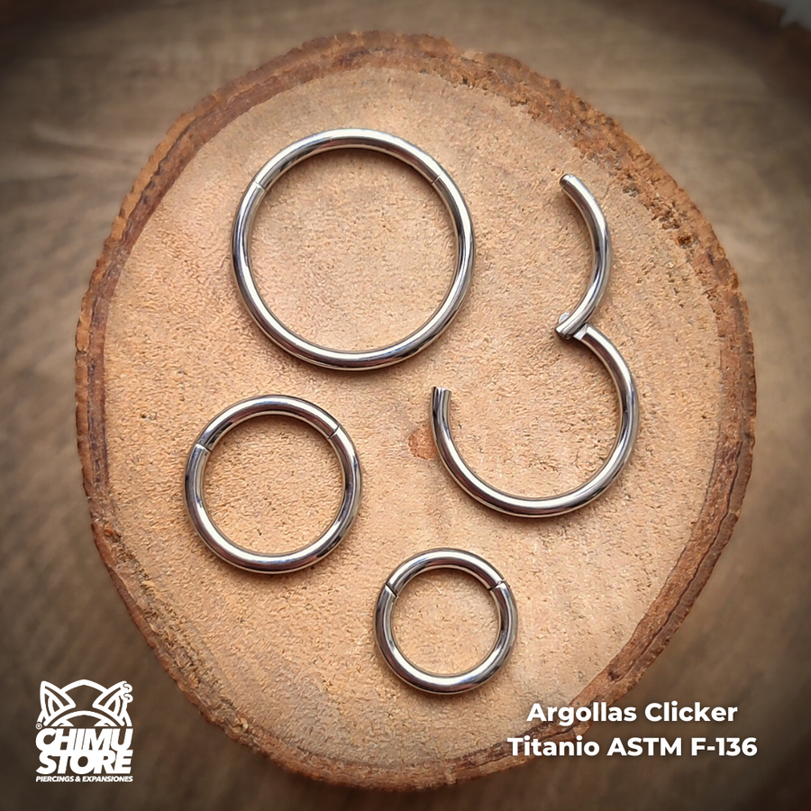 NEW Argolla Clicker Titanio ASTM F-136 - Lisas (1,2mm) (16G)