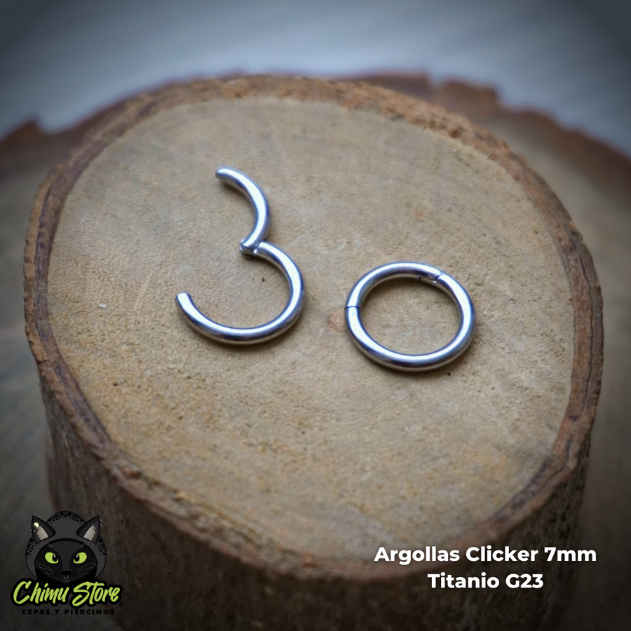 Argollas Clicker Titanio G23 - Tamaño 7mm (1,2mm;16G)