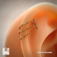 Labret Push Pin Titanio ASTM F-136 - Barra Zirconias con Cadenas (1,2mm;8mm) (16G)