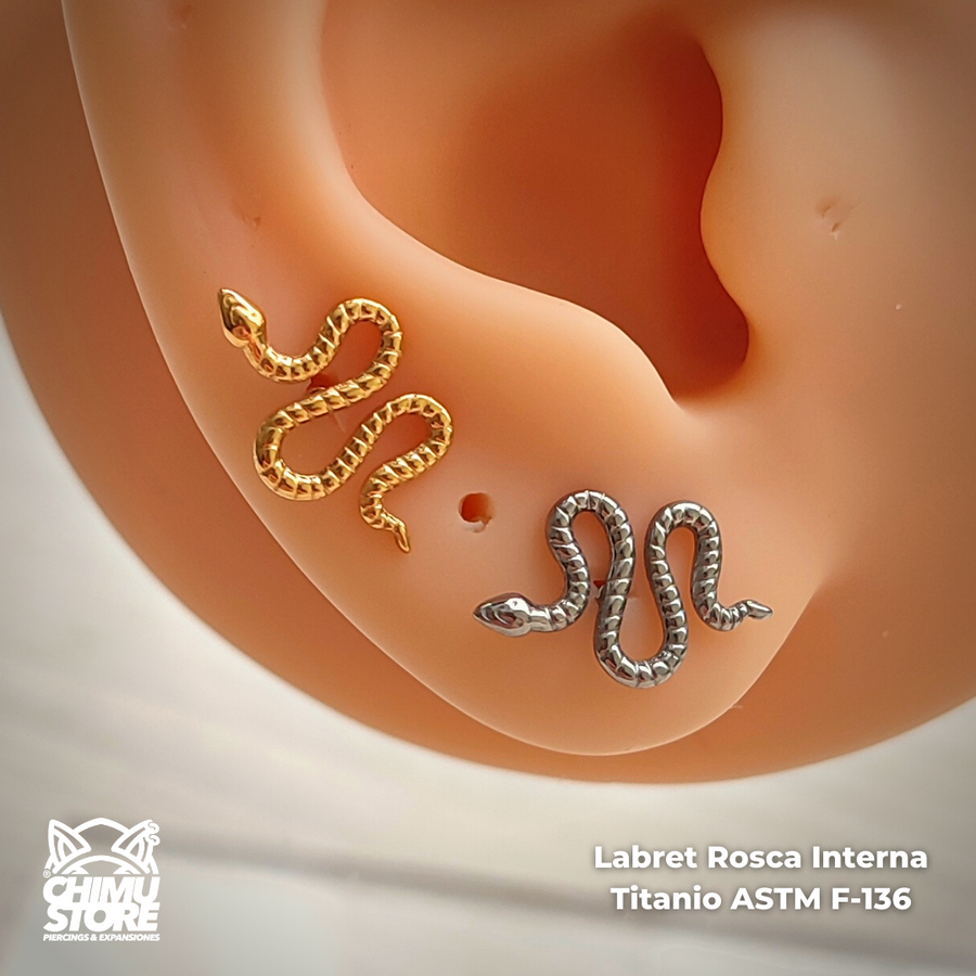 Labret Titanio ASTM F-136 - Curved Snake (1,2mm;8mm) (16G)