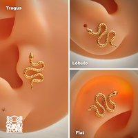 Labret Titanio ASTM F-136 - Curved Snake (1,2mm;8mm) (16G)