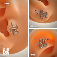 Labret Titanio ASTM F-136 - Curved Snake (1,2mm;8mm) (16G)