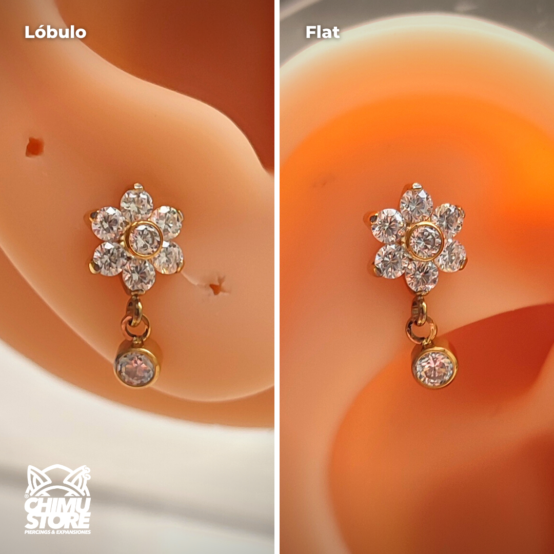 NEW Labret Titanio ASTM F-136 - Flor Zirconias Colgante (1,2mm;8mm) (16G)