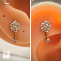 NEW Labret Titanio ASTM F-136 - Flor Zirconias Colgante (1,2mm;8mm) (16G)