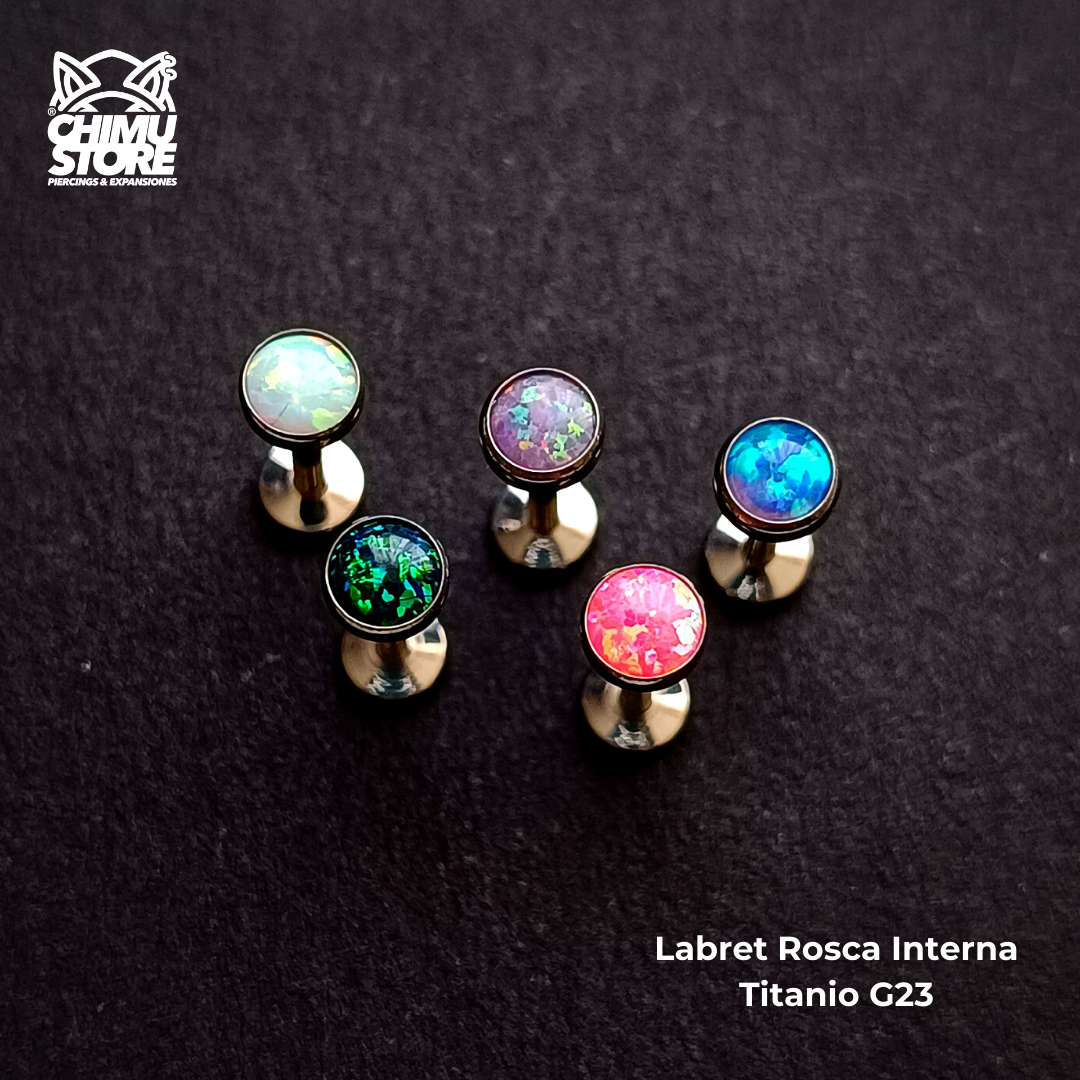 Labret Titanio G23 - Piedra Opalita de 4mm (1,2mm;8mm) (16G)