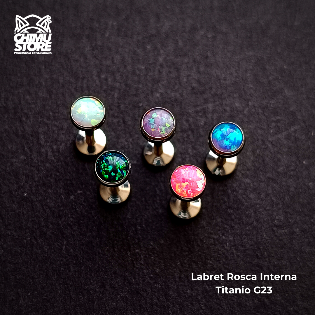 NEW Labret Titanio G23 - Piedra Opalita de 4mm (1,2mm;8mm;4mm) (16G)