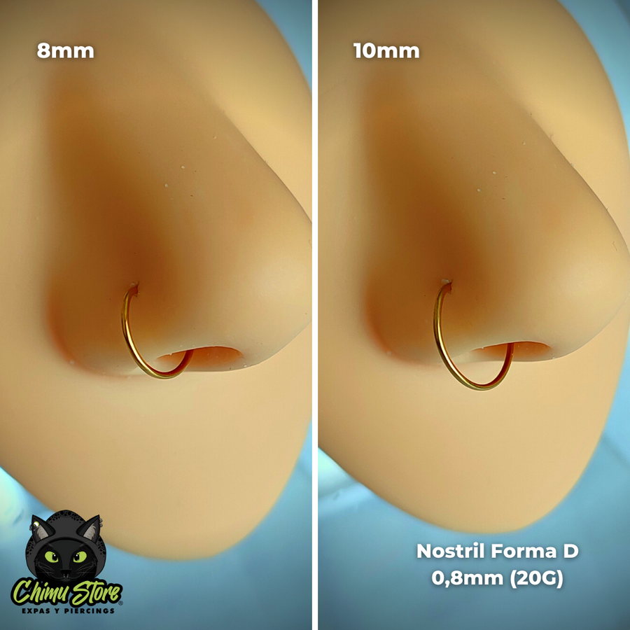 Nostril Titanio ASTM F-136 - Forma D Dorado (0,8mm) (20G)