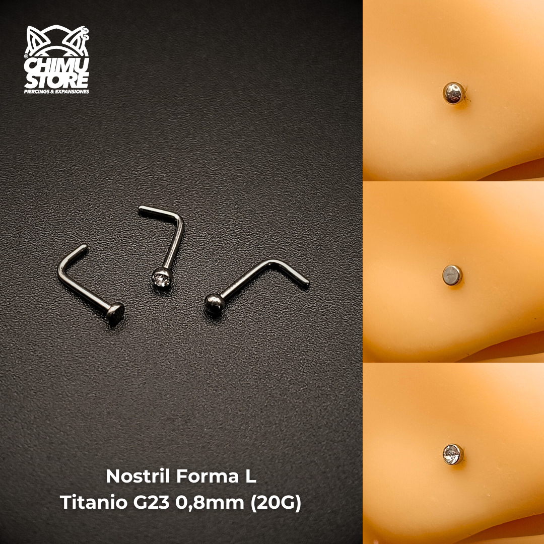 Nostril Forma de L Titanio G23 - 5 Diseños (0,8mm) (20G)