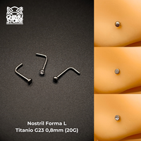 Nostril Forma de L Titanio G23 - 5 Diseños (0,8mm) (20G)