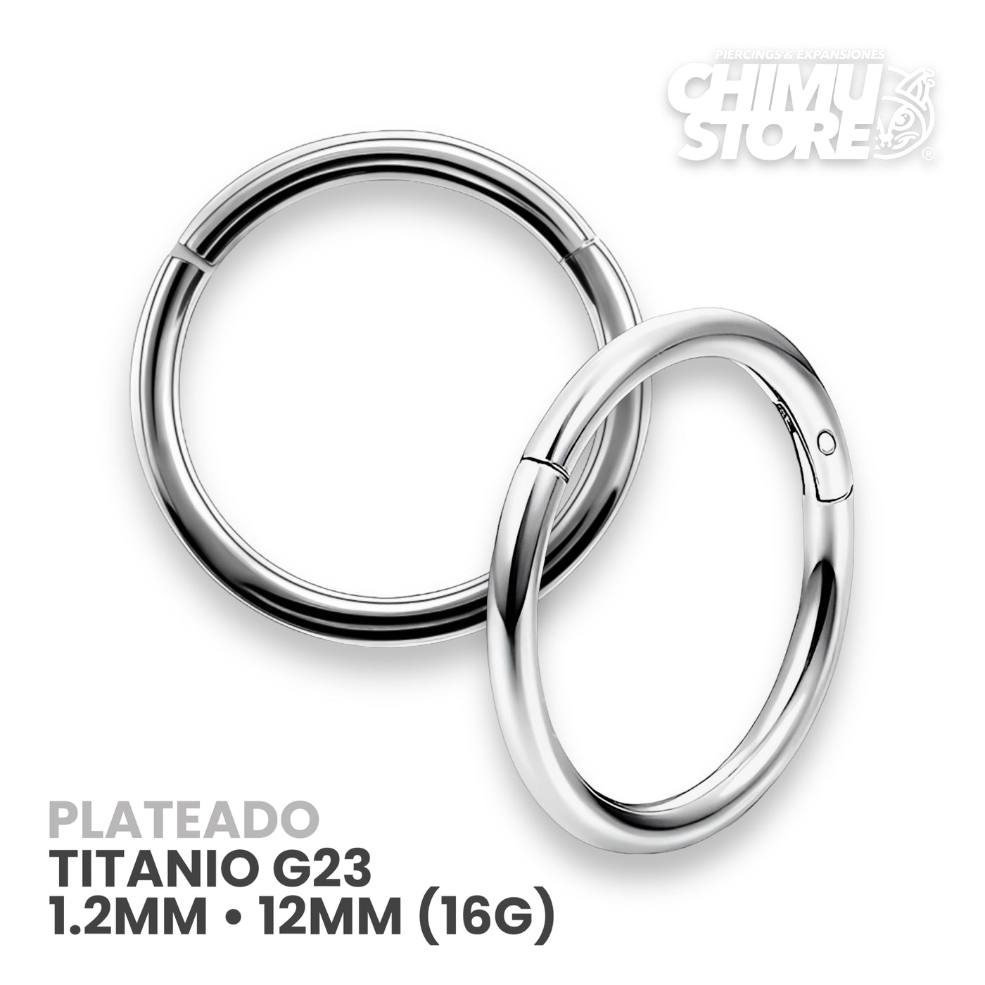 Argollas Clicker Titanio G23 - Tamaño 12mm (1,2mm) (16G)
