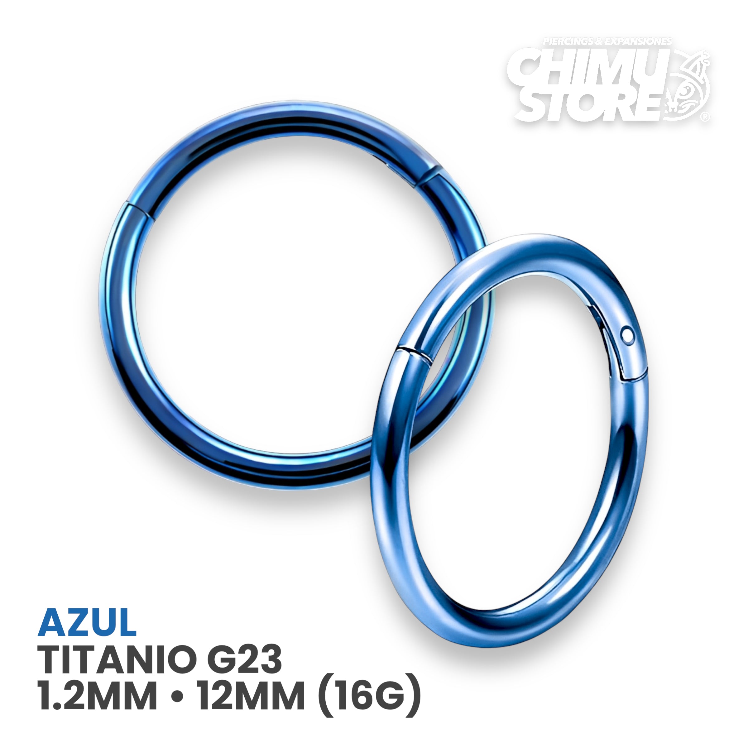 Argollas Clicker Titanio G23 - Tamaño 12mm (1,2mm) (16G)