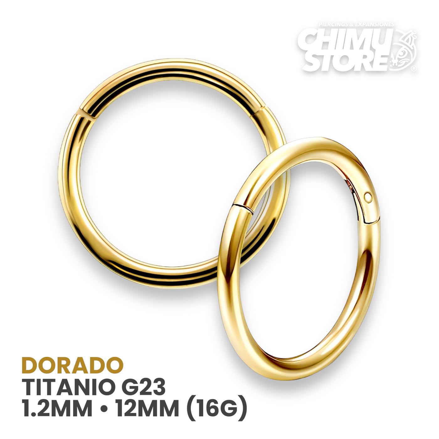 Argollas Clicker Titanio G23 - Tamaño 12mm (1,2mm) (16G)