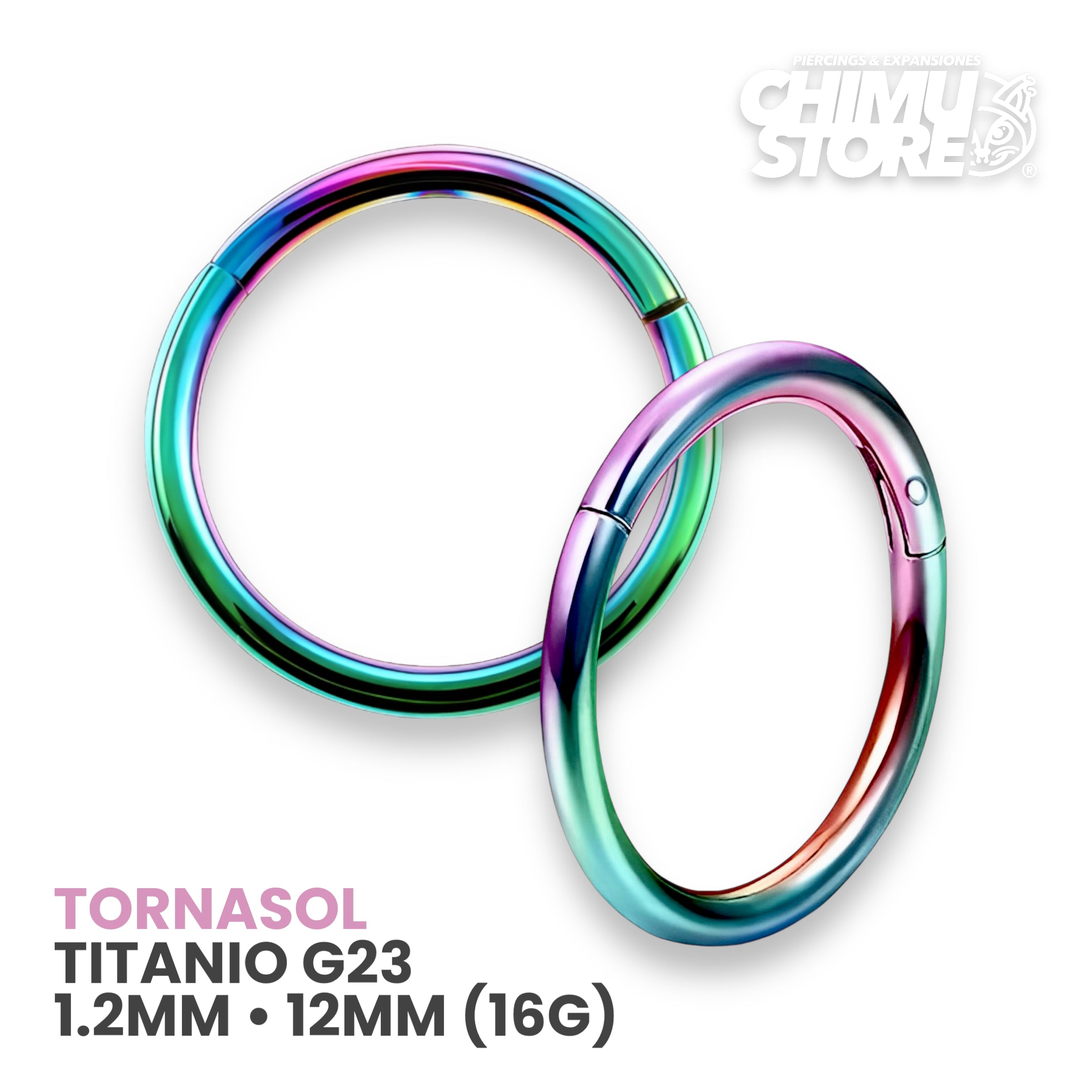 Argollas Clicker Titanio G23 - Tamaño 12mm (1,2mm) (16G)