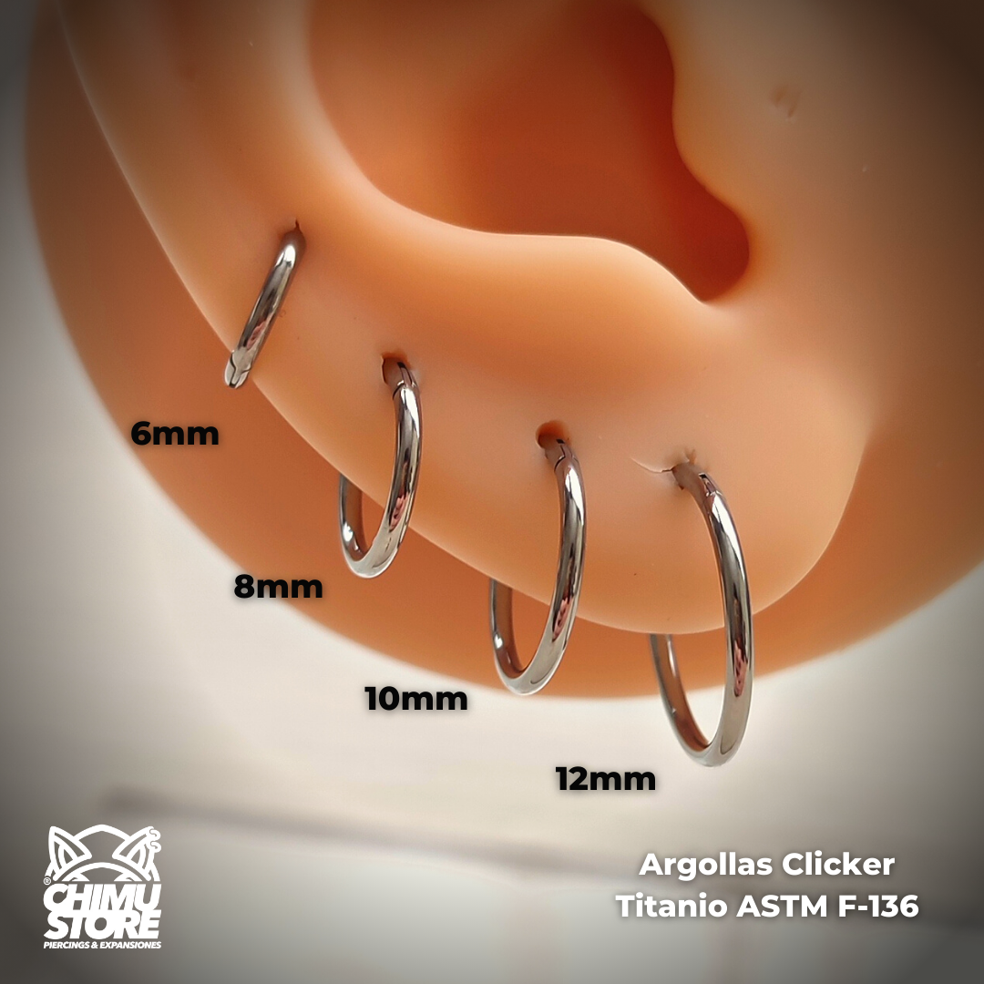Argolla Clicker Titanio ASTM F-136 - Lisas (1,2mm) (16G)