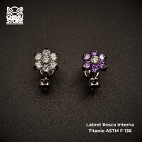 NEW Labret (HC) Titanio ASTM F-136 - Flor Zirconias Colgante (1,2mm) (16G)