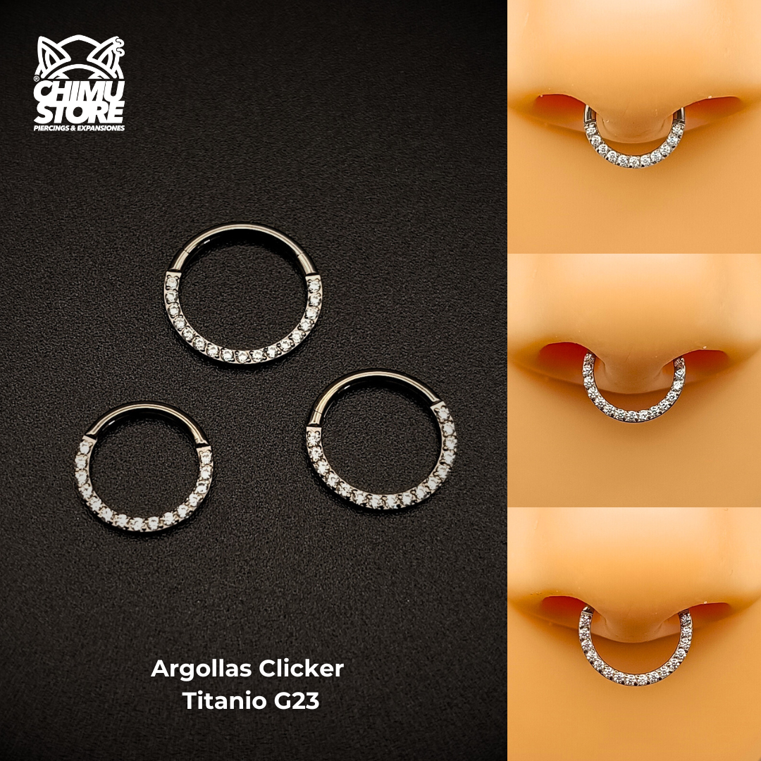 NEW Argolla Clicker Titanio G23 - Zirconias Frontales (1,2mm) (16G)
